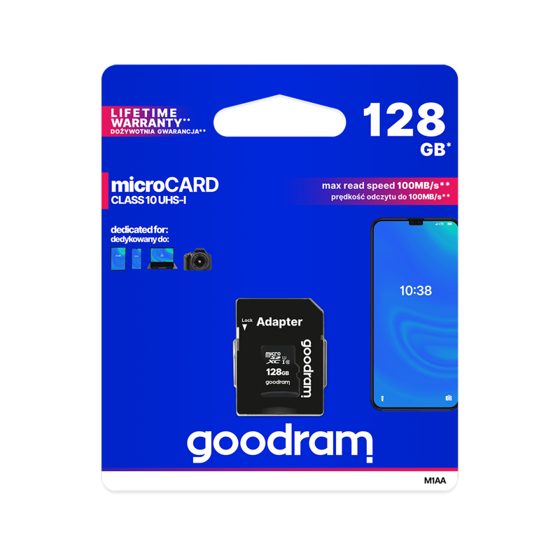 Karta pamięci microSD 128GB UHS-I Goodram z adapterem