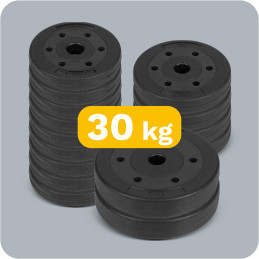 Zestaw obciążeń bitumicznych 30kg ( 8x1.25kg + 4x2.5kg + 2x5kg ), otwór 31mm,  REBEL ACTIVE