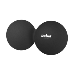 Duoball podwójna piłka do masażu 6.2cm, kolor czarny, materiał silikon, REBEL ACTIVE