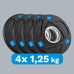 Zestaw obciążeń żeliwnych gumowanych 4x1.25kg, otwór olimpijski 51mm,  REBEL ACTIVE