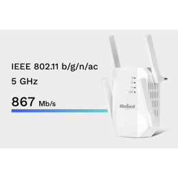 Repeater - wzmacniacz sieci bezprzewodowej 2.4+5 GHz Rebel KOM1031