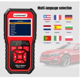 Miernik diagnostyczny, skaner OBD2, tester baterii Konnwei KW870