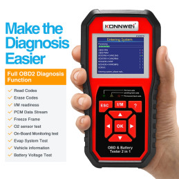 Miernik diagnostyczny, skaner OBD2, tester baterii Konnwei KW870