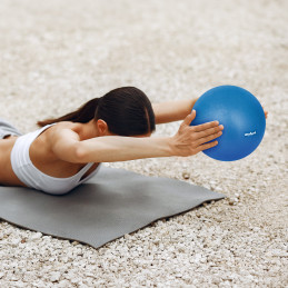 Mini piłka gimnastyczna do pilates rehabilitacyjna 25cm z pompką ręczną, kolor niebieski , REBEL ACTIVE