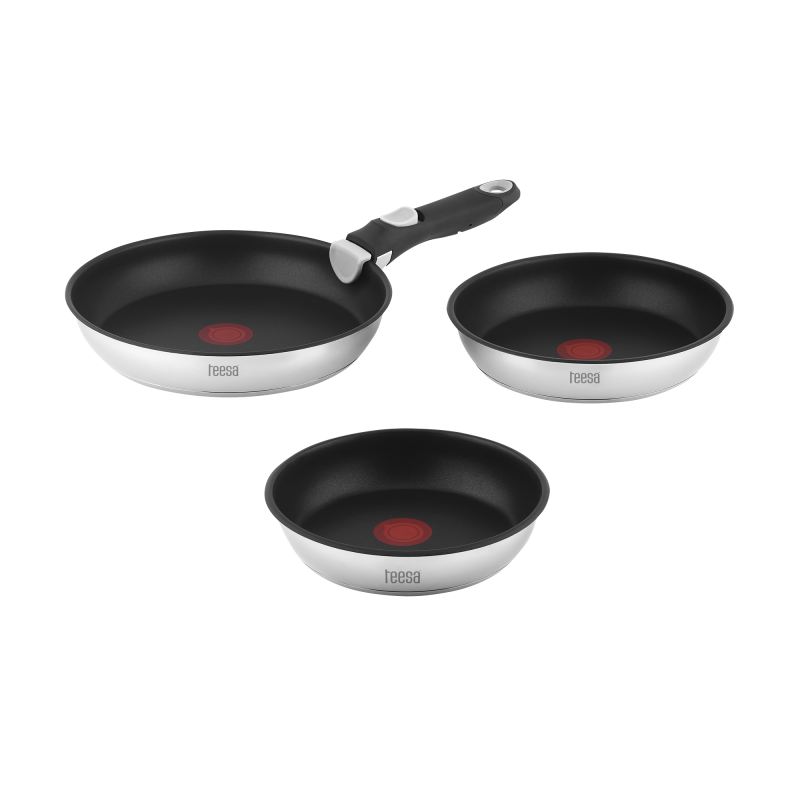 Zestaw patelni z odłączaną rączką 22cm , 24cm 28 cm TEESA FRYING PANS SINGLE HAND