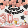 Balony Napis Happy Birthday Cyfra 30 Dekoracja Urodzinowa Złoto-Różowa